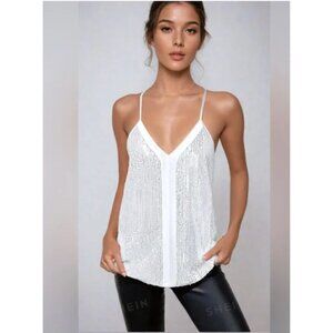 White  Sequin Cami Top